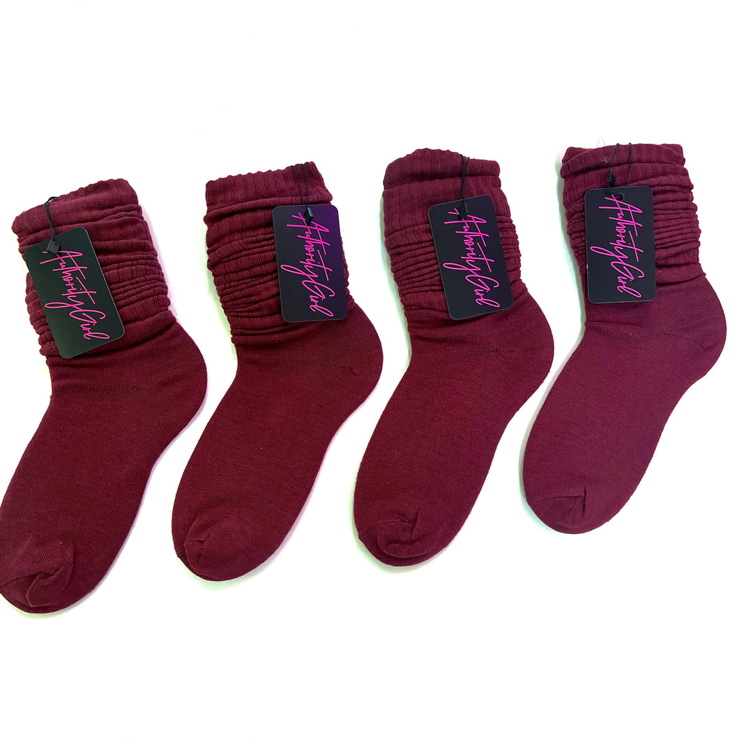 Burgundy Scrunch Socks AGC