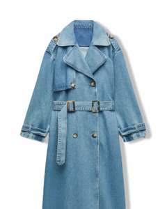 Denim blues jean trench