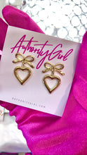 Load image into Gallery viewer, Bow Heart Dangle Studs
