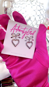 Bow Heart Dangle Studs